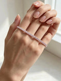 Pulsera tennis circones rosados plata detalle