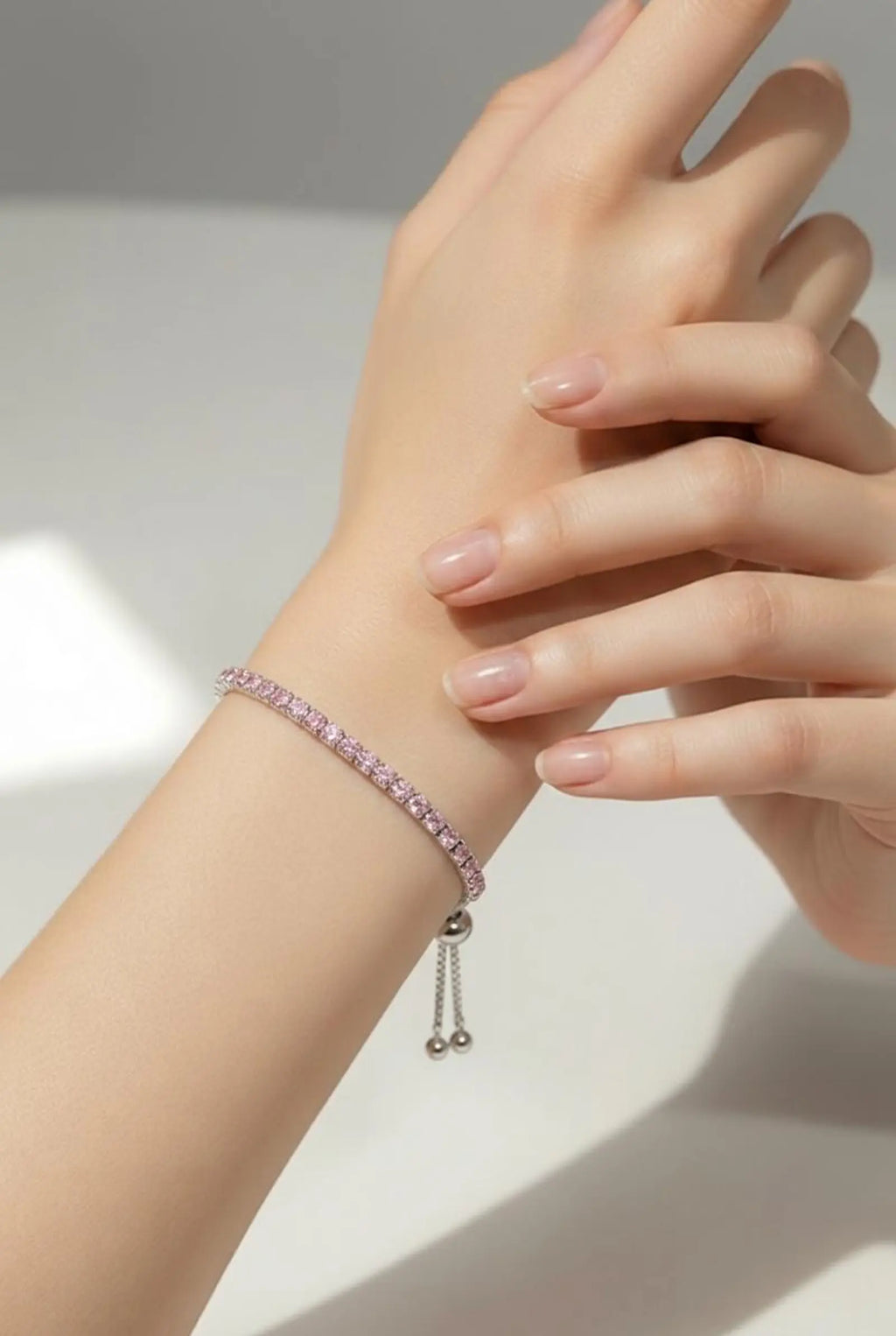 Pulsera Tenis Ajustable Cristales Rosa - vista 1