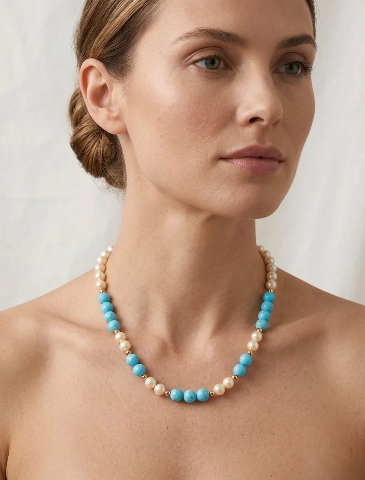 Collar Perlas de Mallorca con Turquesa - modelo
