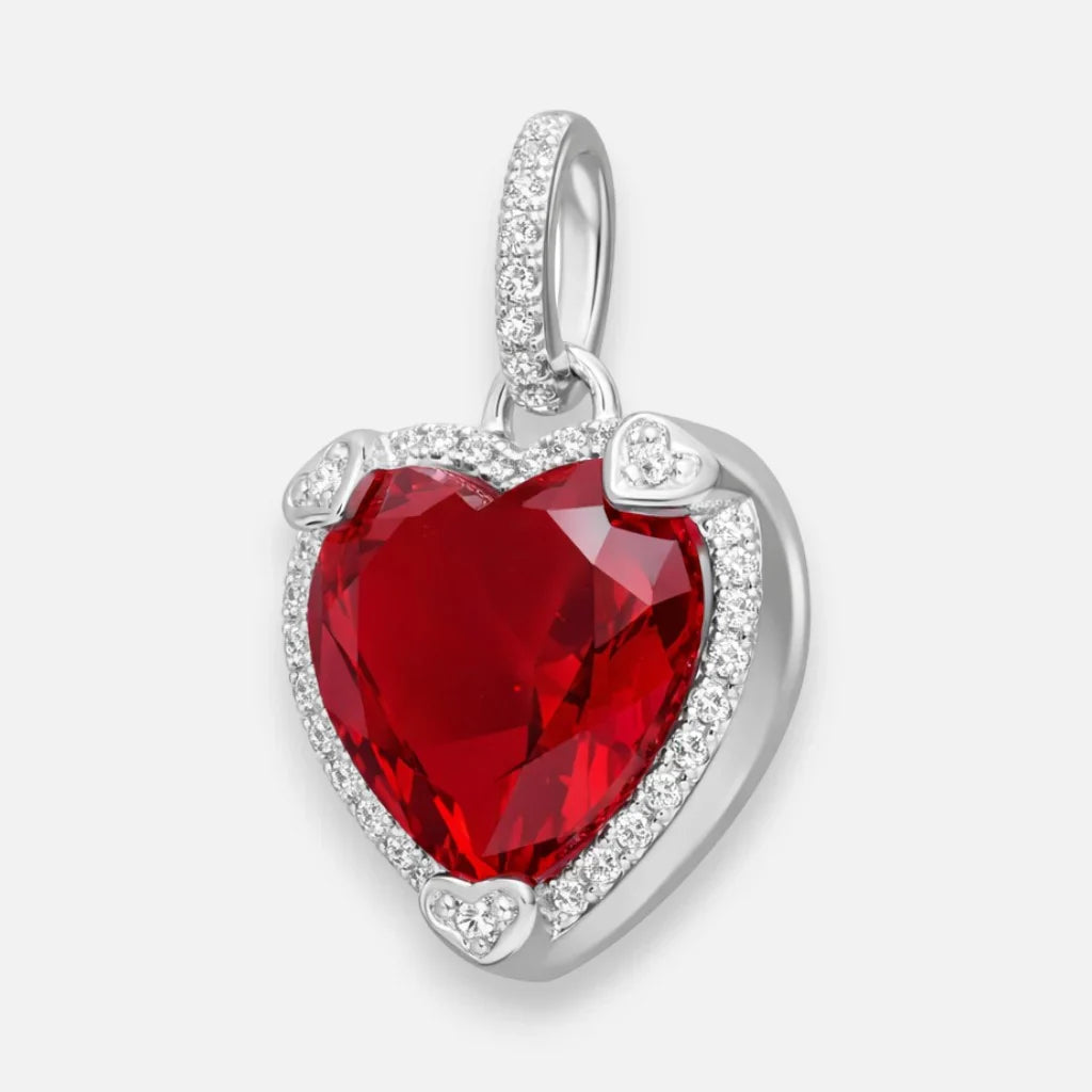 Collar Corazón Rubí Plata 925 detalle colgante