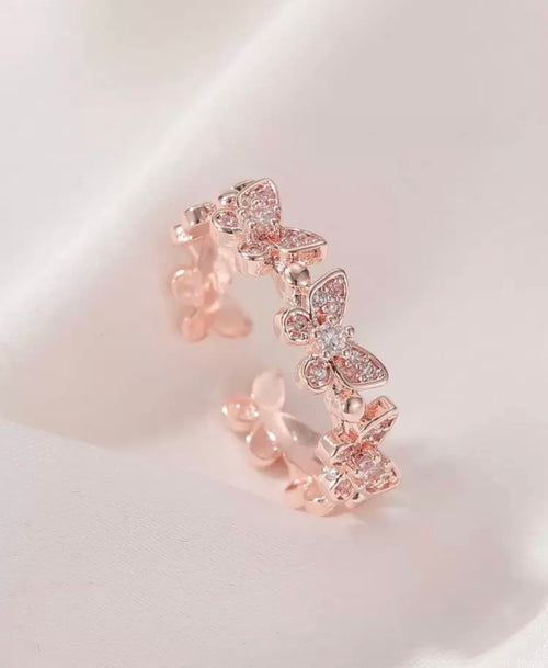 Anillo Mariposas Enchapado Oro Rosa detalle