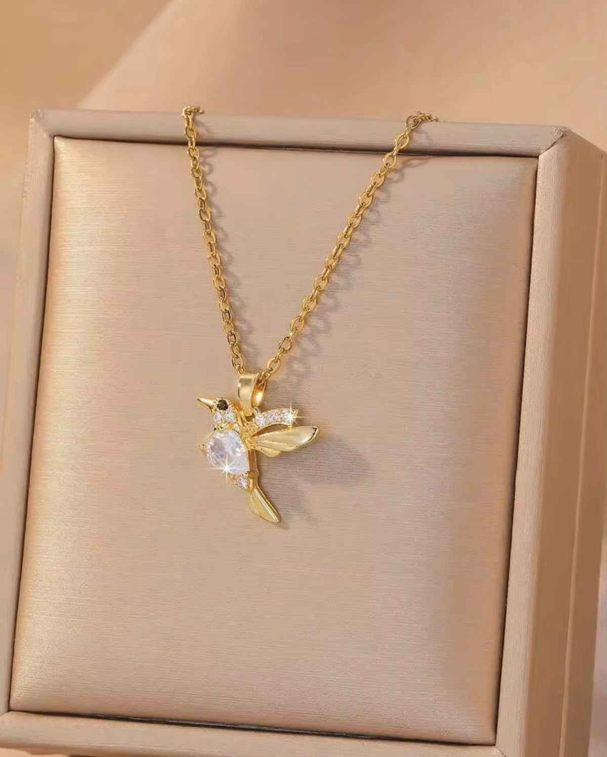Collar Colibrí Zirconia | Enchape Oro 18K