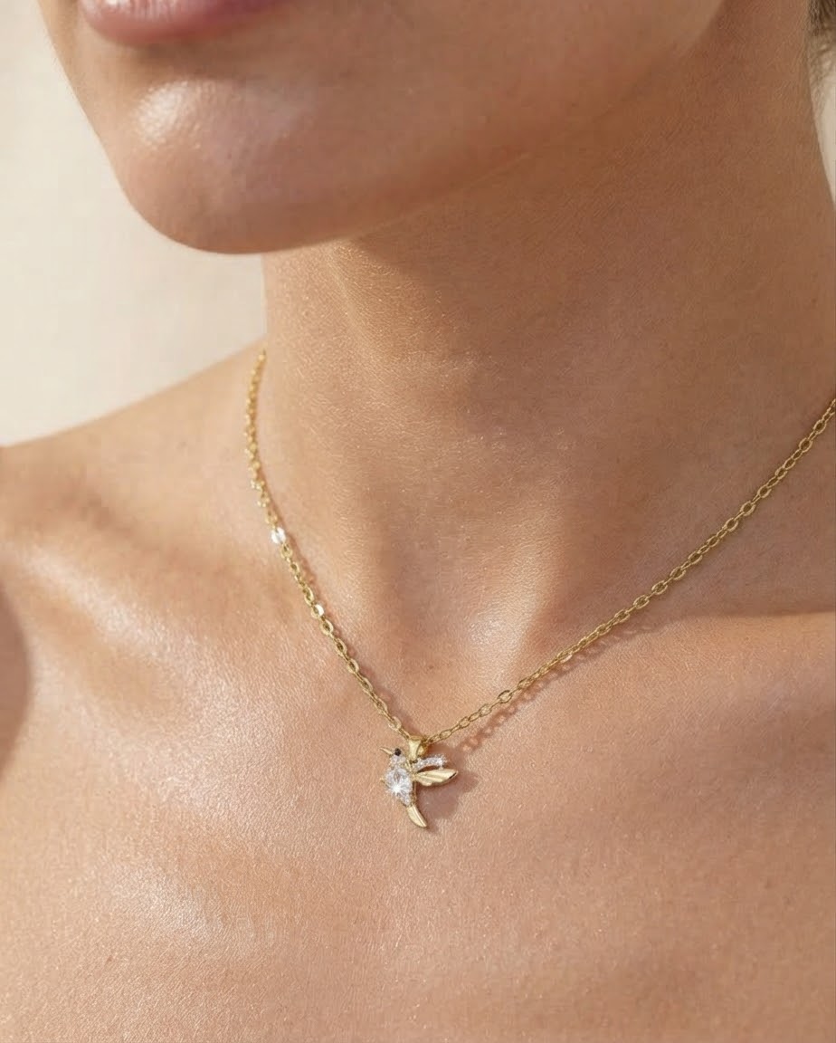 Collar Colibrí Zirconia | Enchape Oro 18K