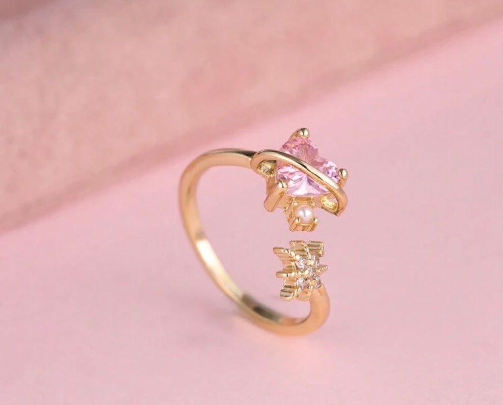 Anillo Celestial Corazón Rosa Francia
