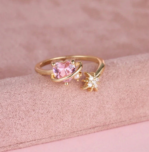 Anillo Celestial Corazón Rosa Francia